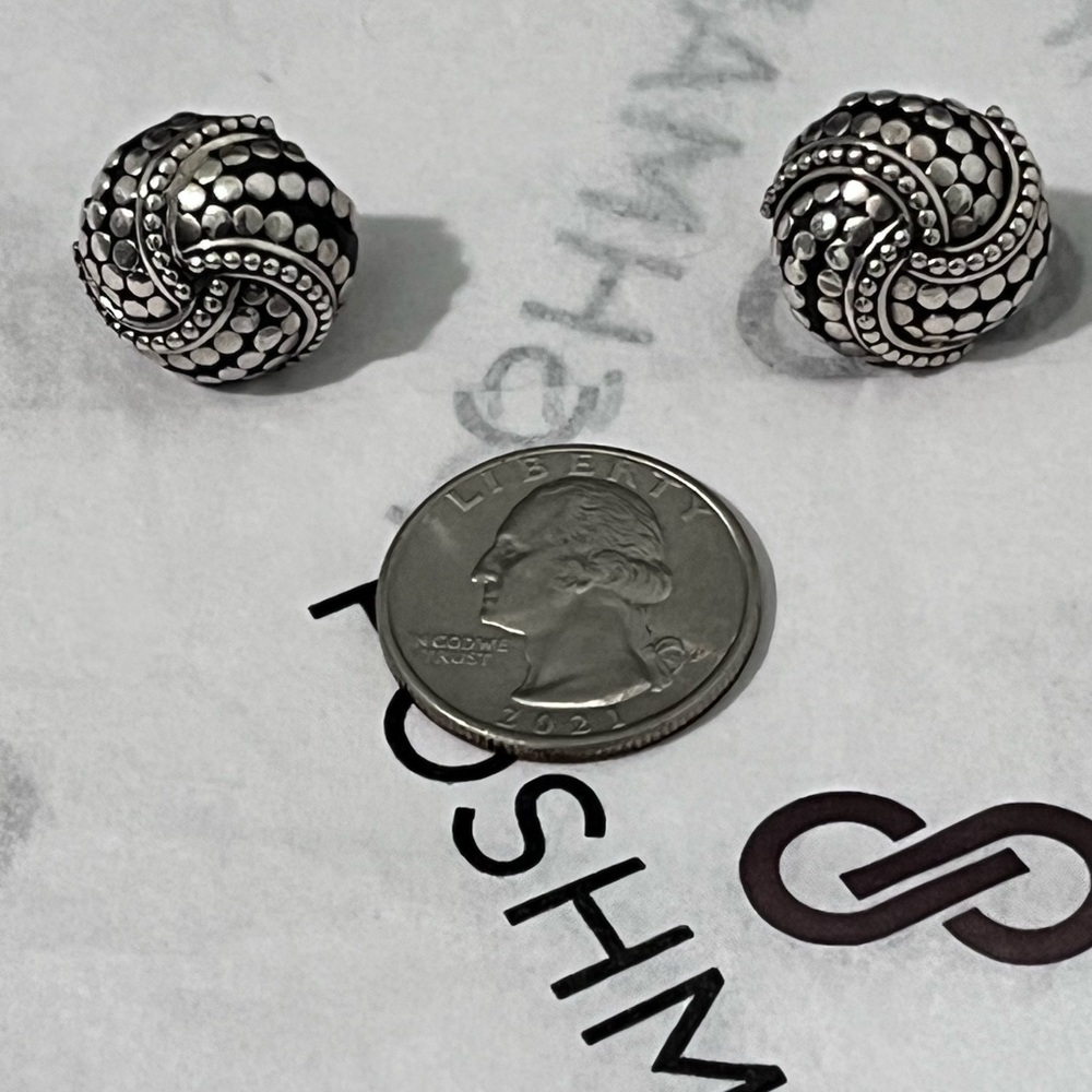 JOHN HARDY AUTHENTIC STERLING SILVER DOT DESIGN BUTTON EARRINGS